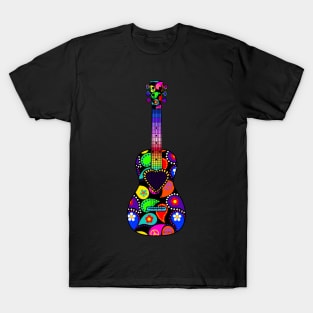 Hippie Peace Signs Paisley Guitar T-Shirt